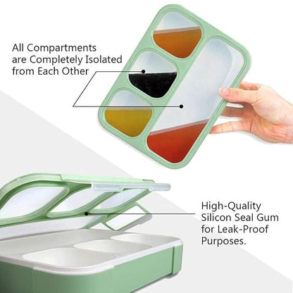 4 Compartment Lunch Box Reusable Microwave Freezer Safe Food Containers with Spoon