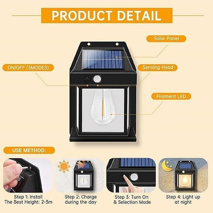 Solar Lights | Wireless Lights Fixture | Waterproof Outdoor Lighting with Clear Panel for Garden