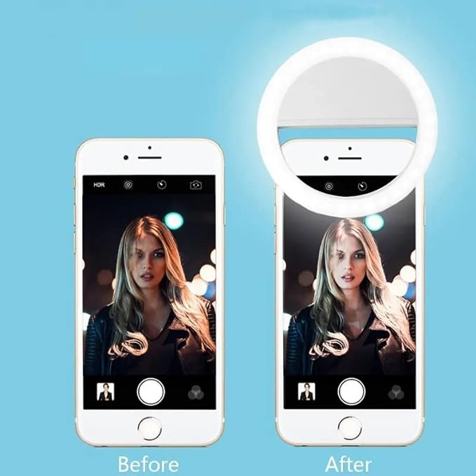 Portable LED Ring Selfie Light for All Smartphones Enhancing Ring Light with 3 Level of Brightness