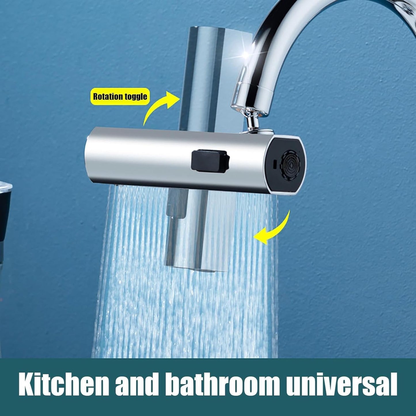 Waterfall Kitchen Faucet, Swivelling Tap with Universal Multifunction Sprayer Splashproof Extension