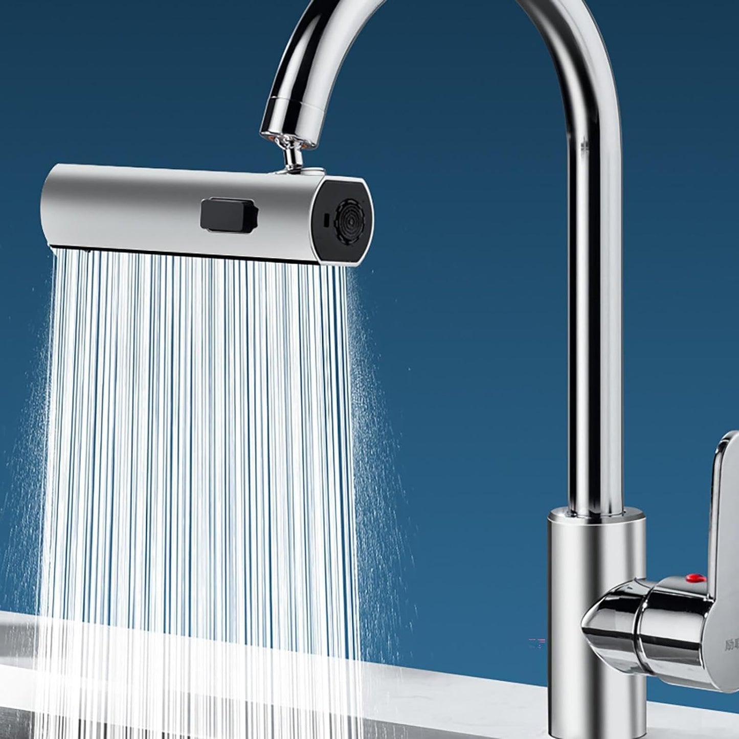 Waterfall Kitchen Faucet, Swivelling Tap with Universal Multifunction Sprayer Splashproof Extension